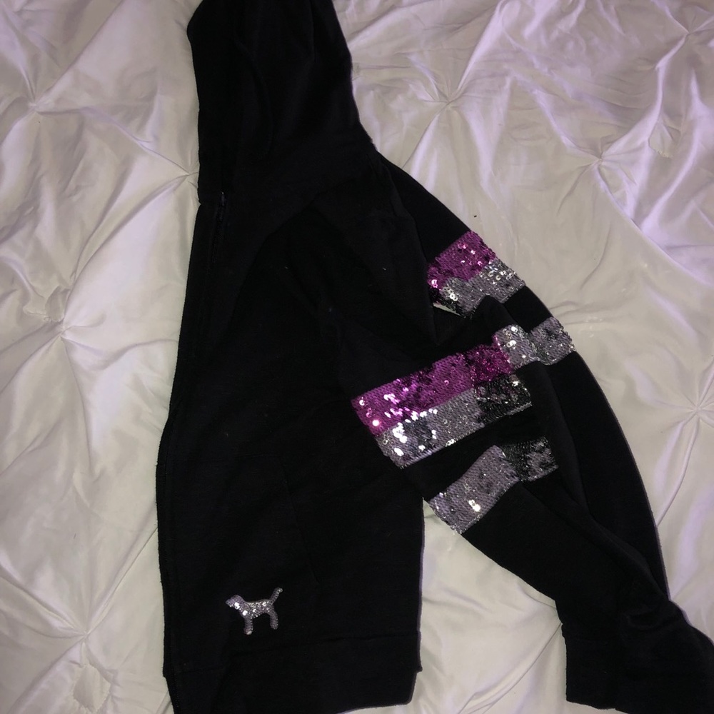 Black VS pink zip up hoodie
